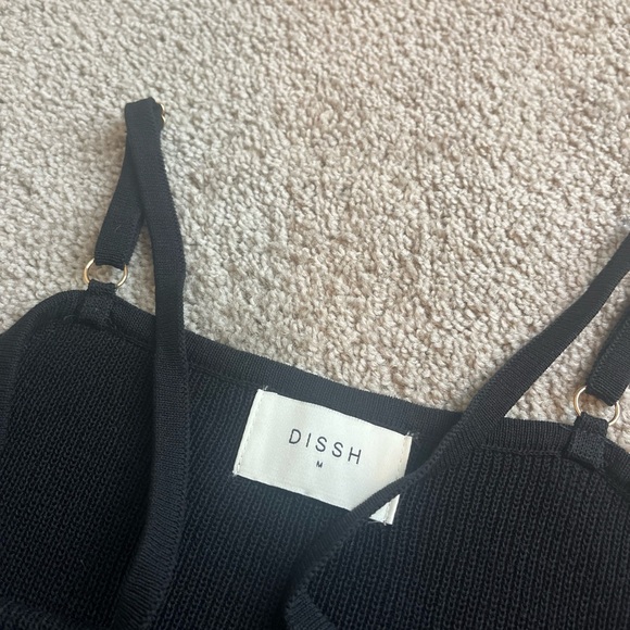 Womens Dissh Asher Black Knit Maxi Dress Slit Size Medium Scoop Neck - Picture 5 of 9